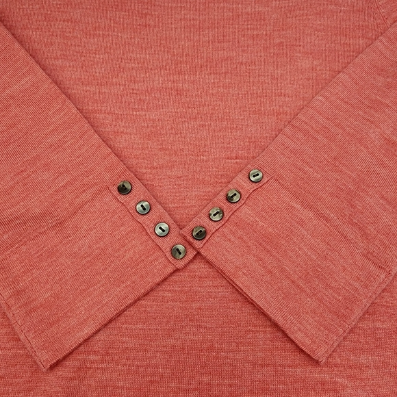 J Jill Women's Tunic Top 100% Merino Wool Size M Orange 3/4 Sleeves - Picture 9 of 14